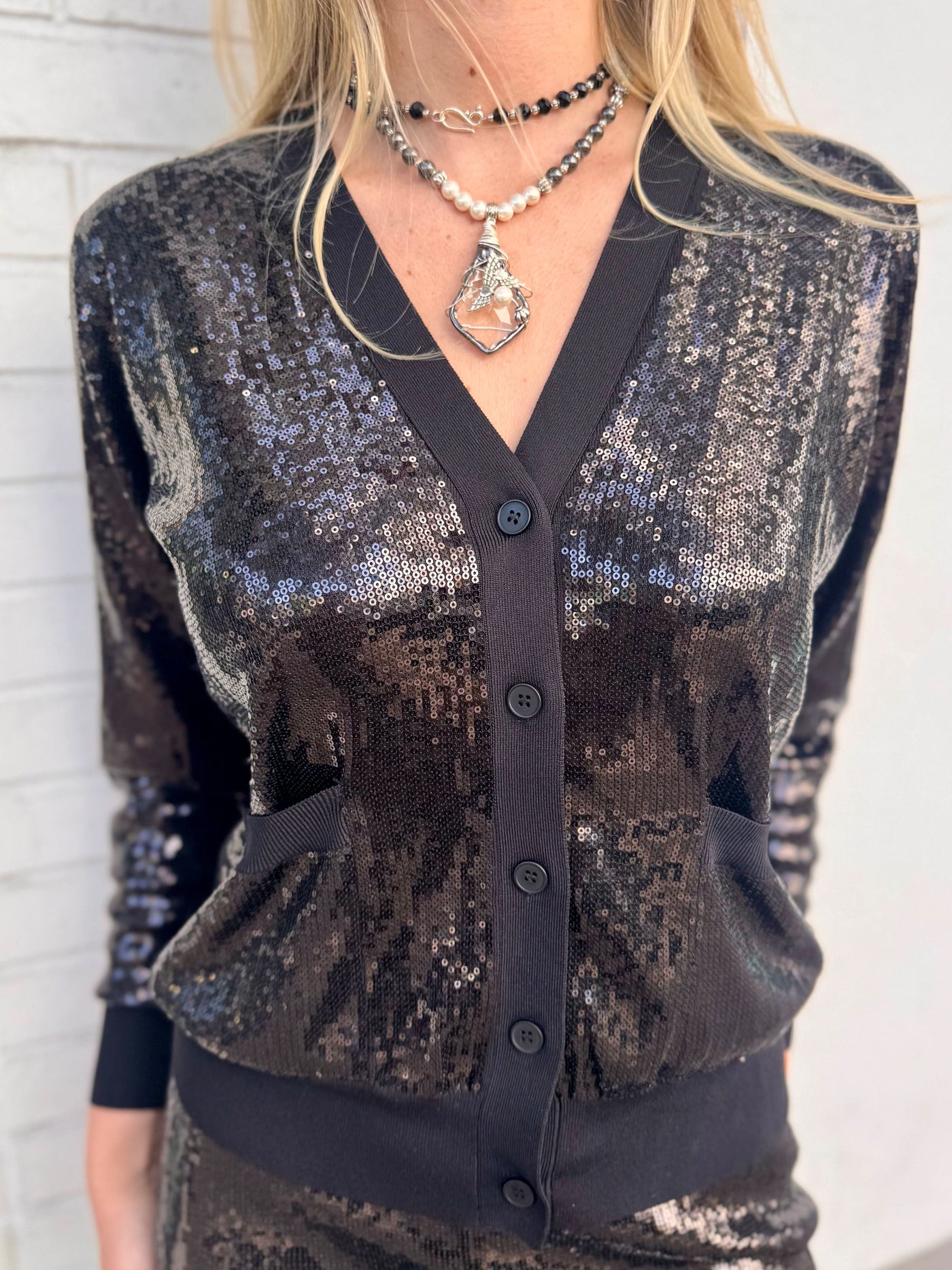 Midnight Glimmer Sequin Cardigan