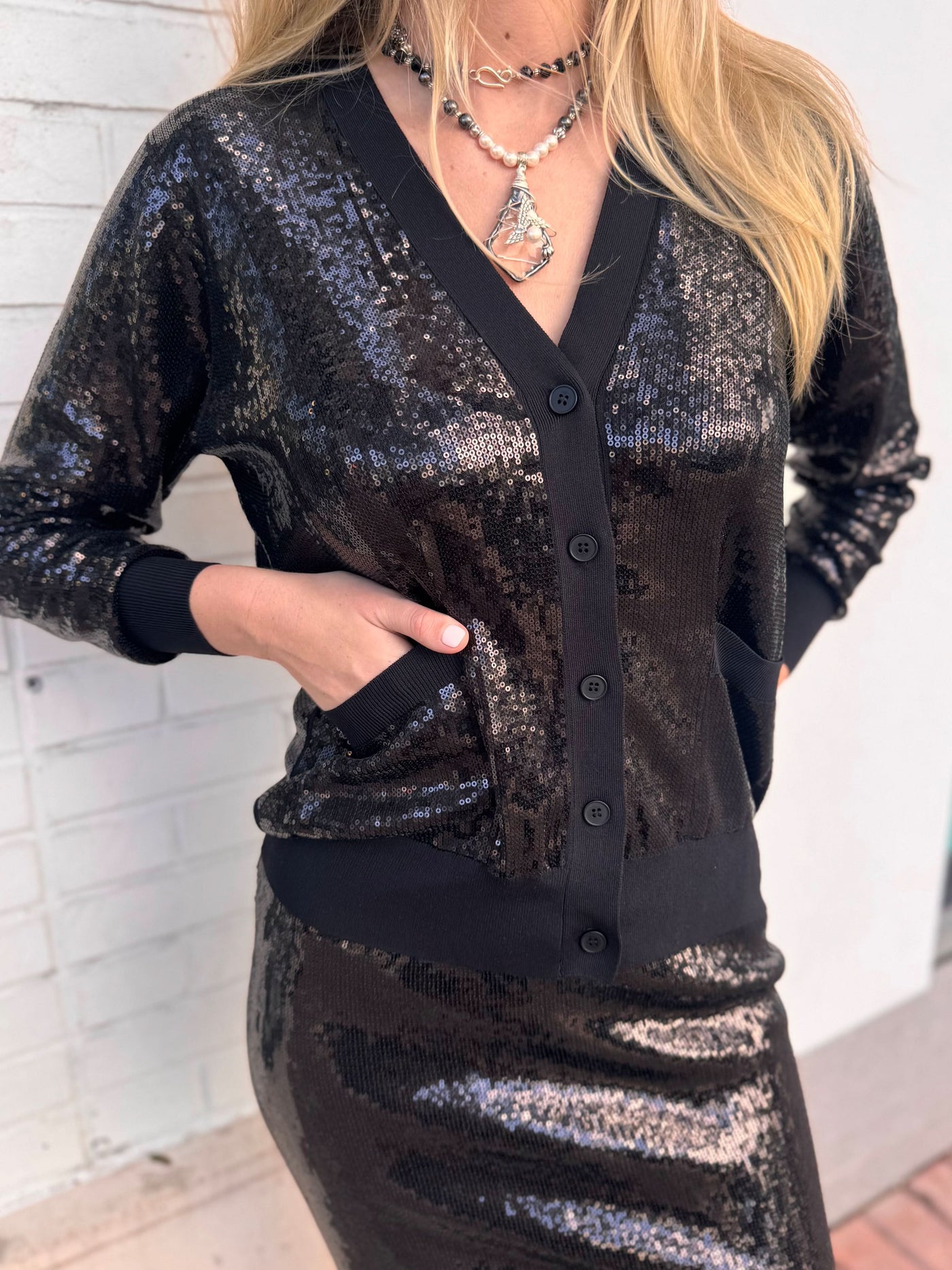 Midnight Glimmer Sequin Cardigan
