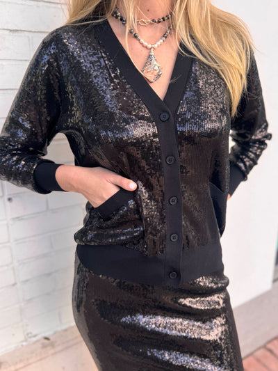 Midnight Glimmer Sequin Cardigan