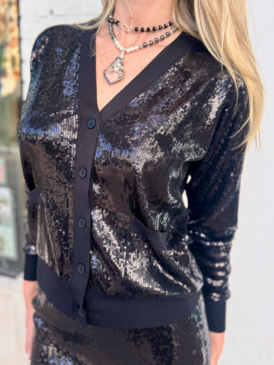 Midnight Glimmer Sequin Cardigan