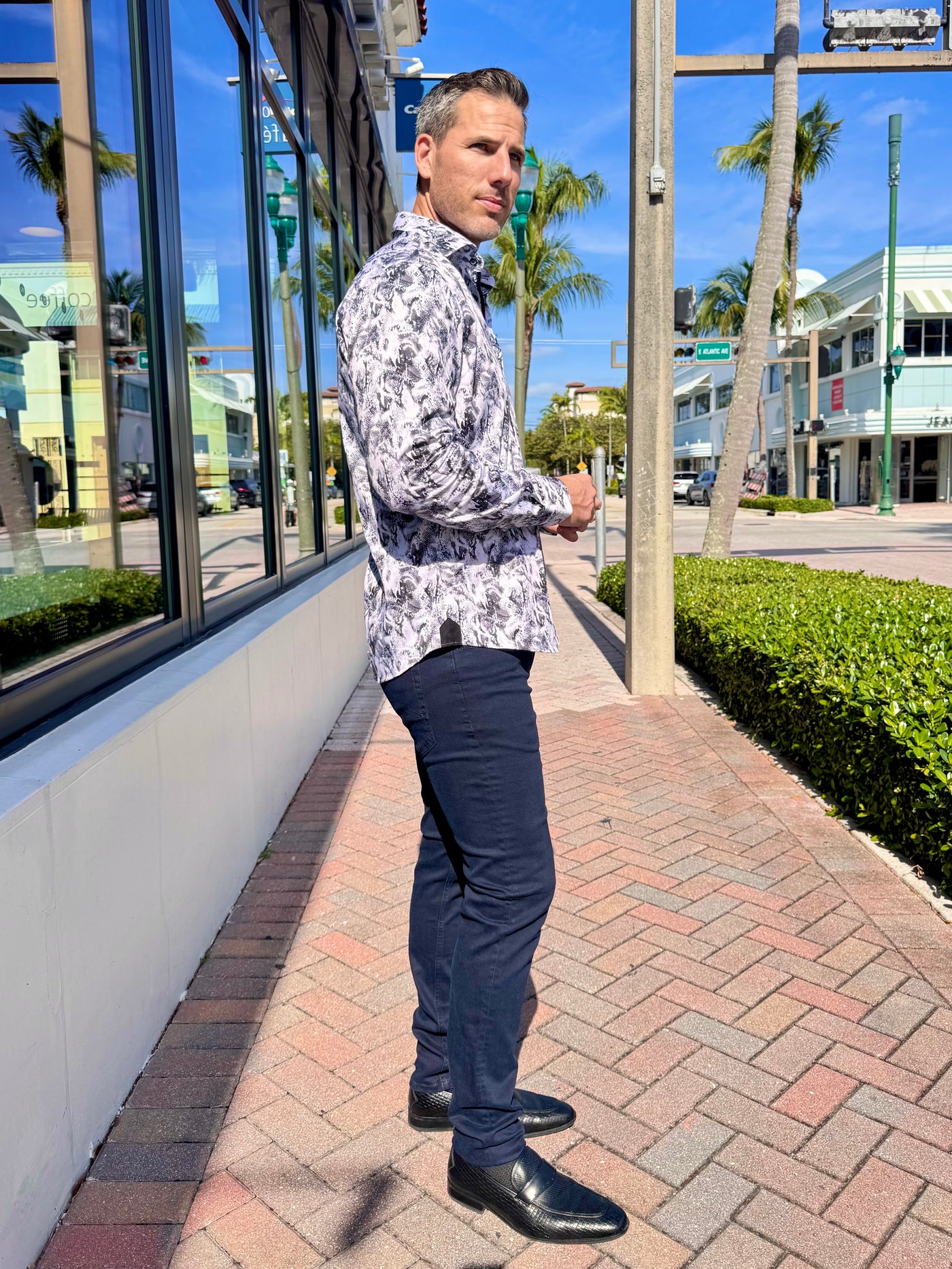 Midnight Python Contrast Long Sleeve Button Down – Bolufe Boutique