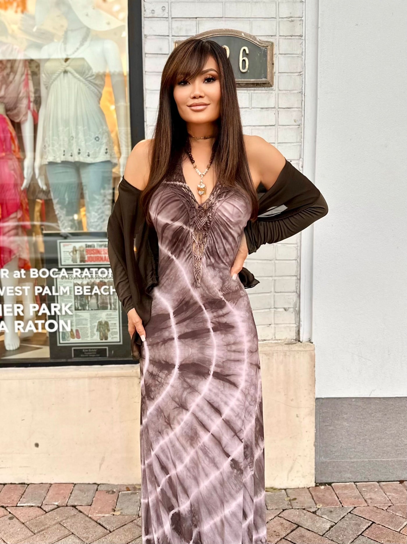 Mocha Spiral Halter Maxi Dress