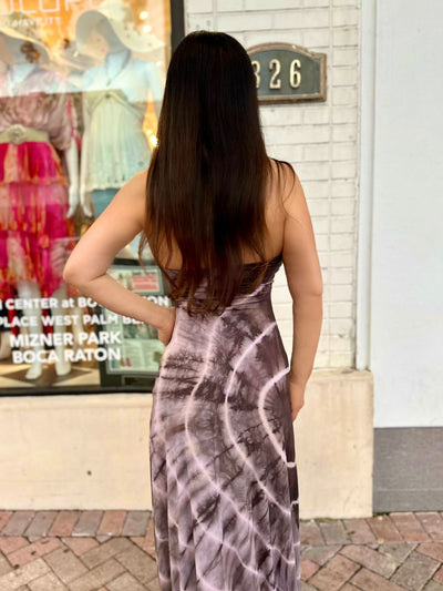 Mocha Spiral Halter Maxi Dress