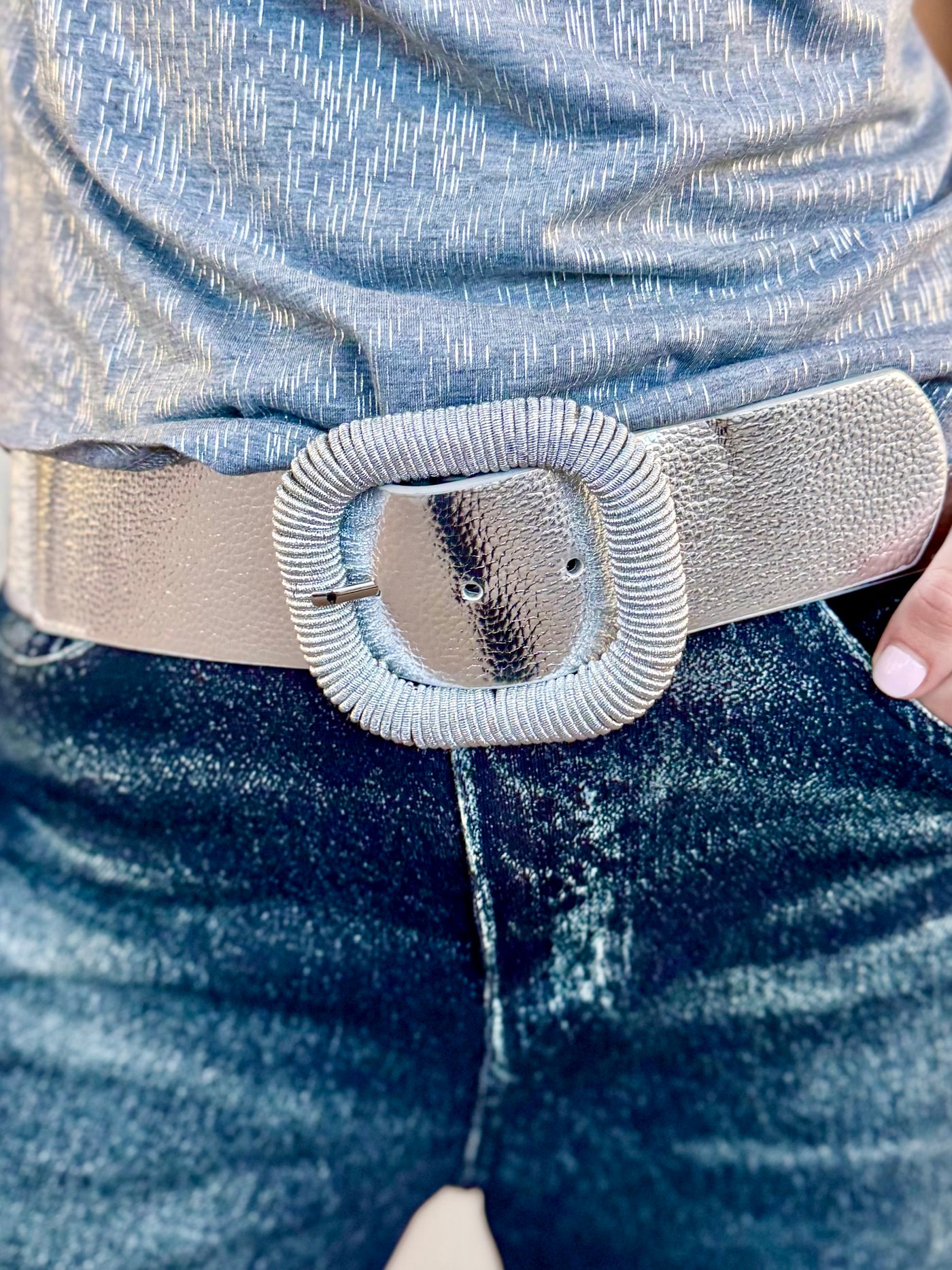 Monaco Metallic Stretch Buckle Belt