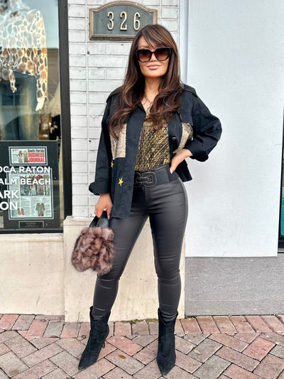 Oriana Metallic Gold Tank Top