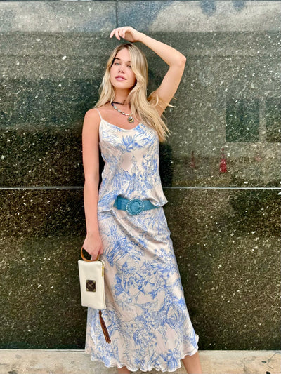 Palm Beach Toile Slip Cami and Skirt Set