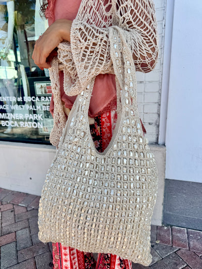 Pearl Ocean Whisper Slouchy Tote Bag