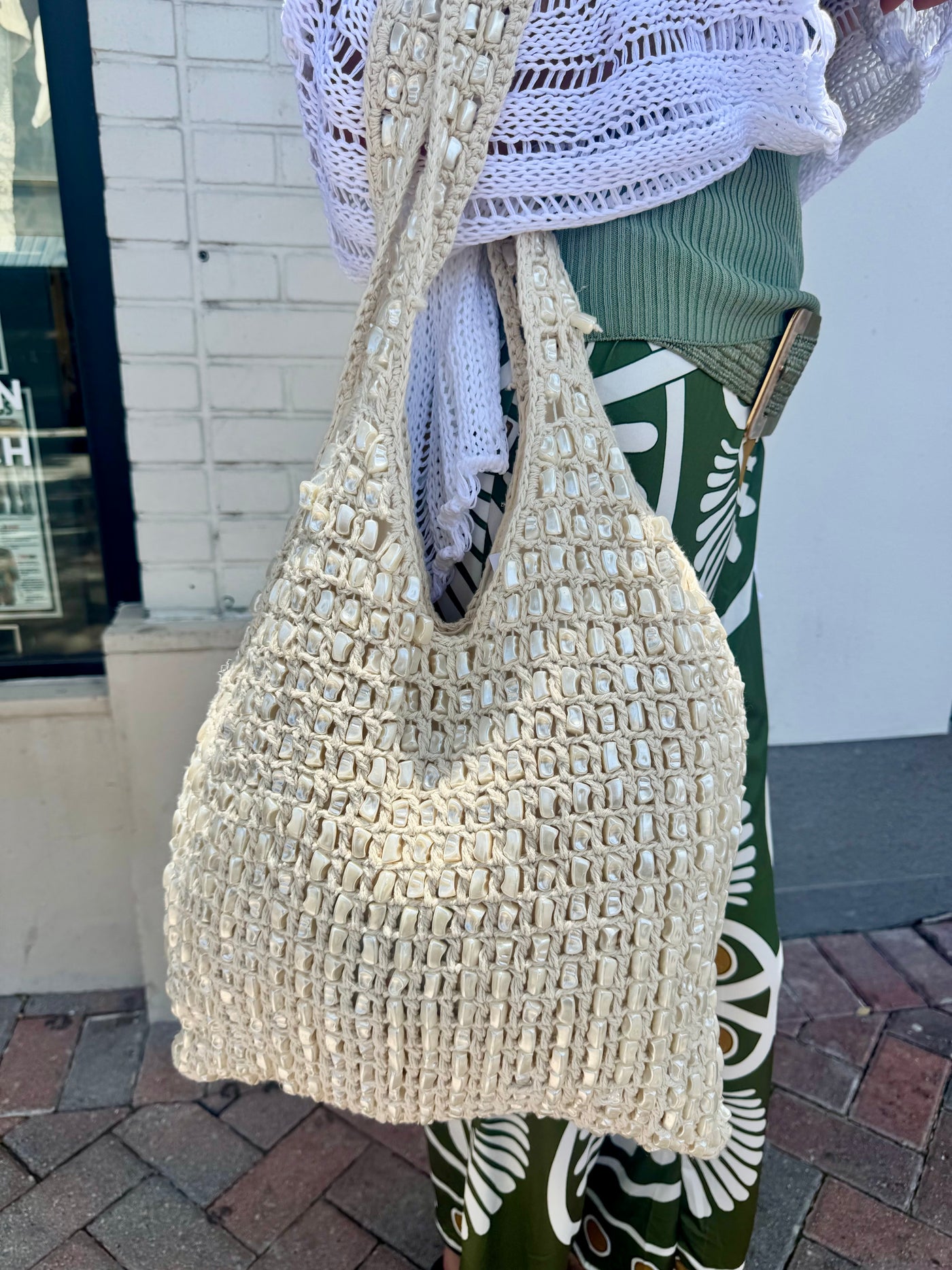 Pearl Ocean Whisper Slouchy Tote Bag