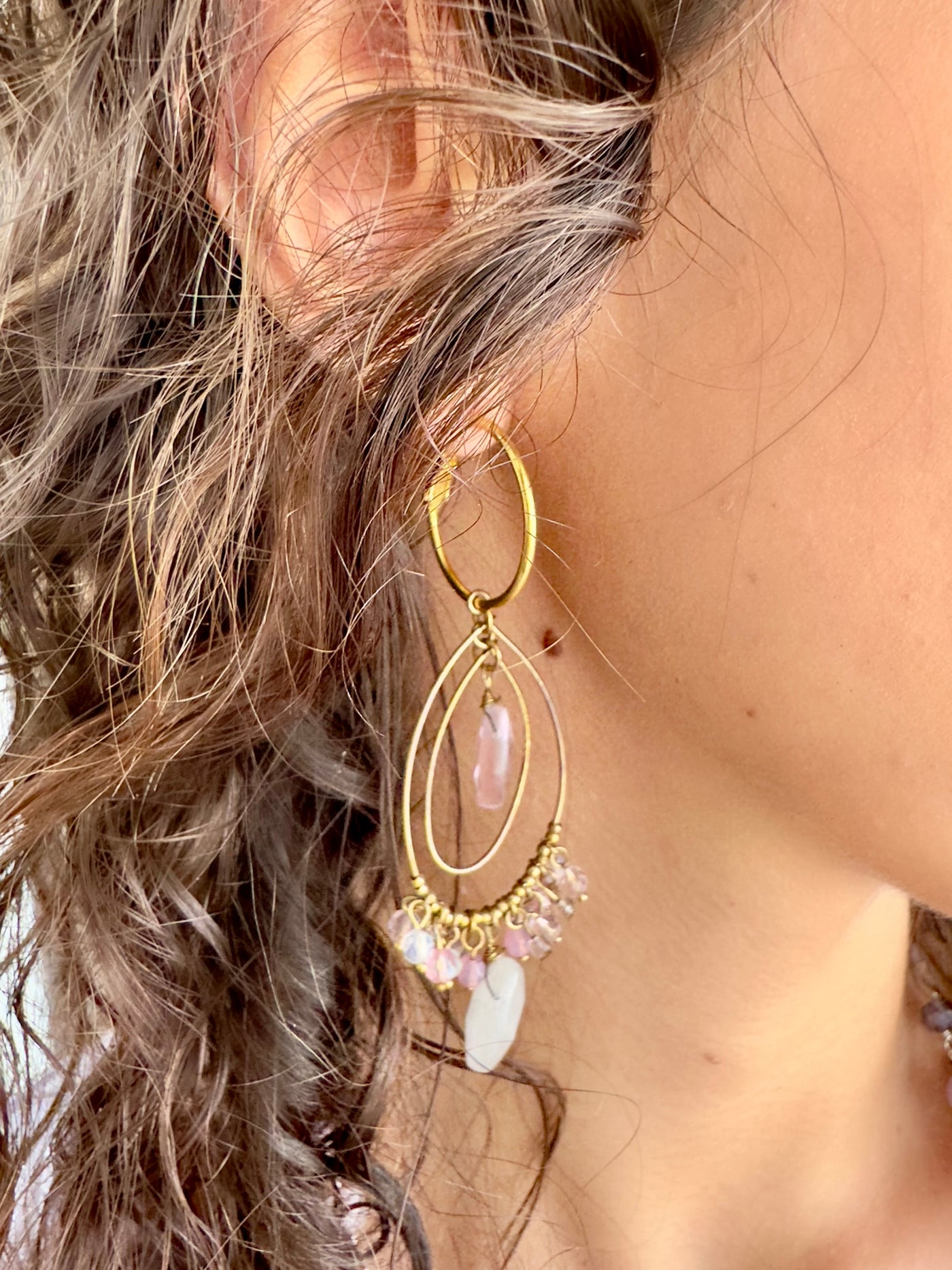 Pink Crystal Chandelier Earring