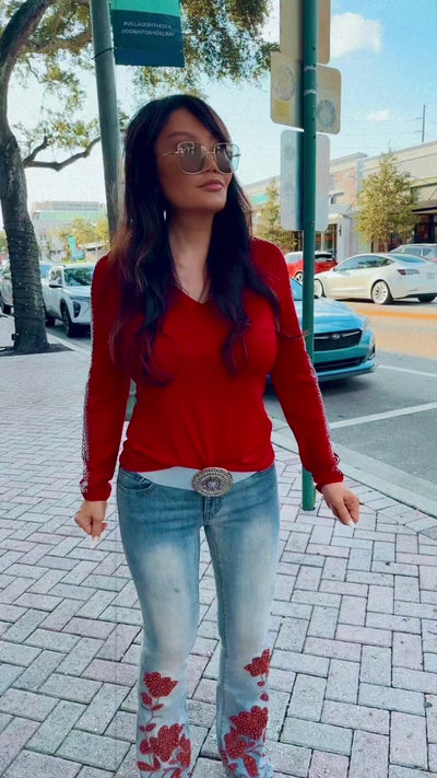 Wildflower Embellished Flare Jeans