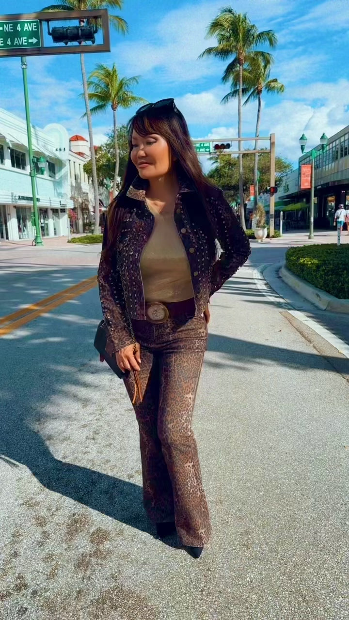 Cheetah Fade Flare Jeans