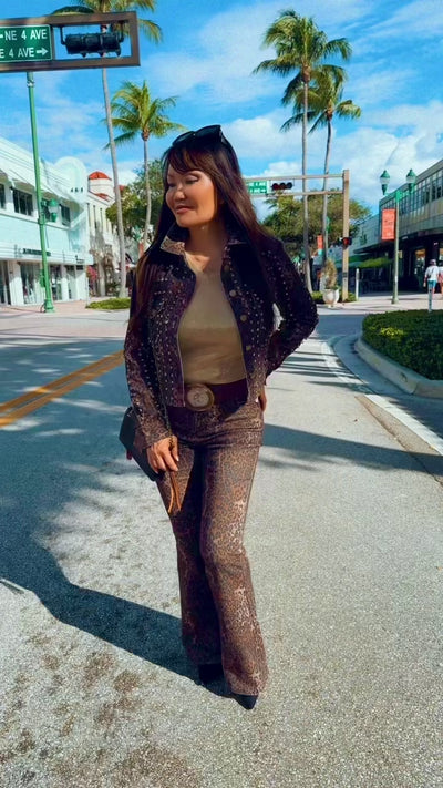 Cheetah Fade Flare Jeans