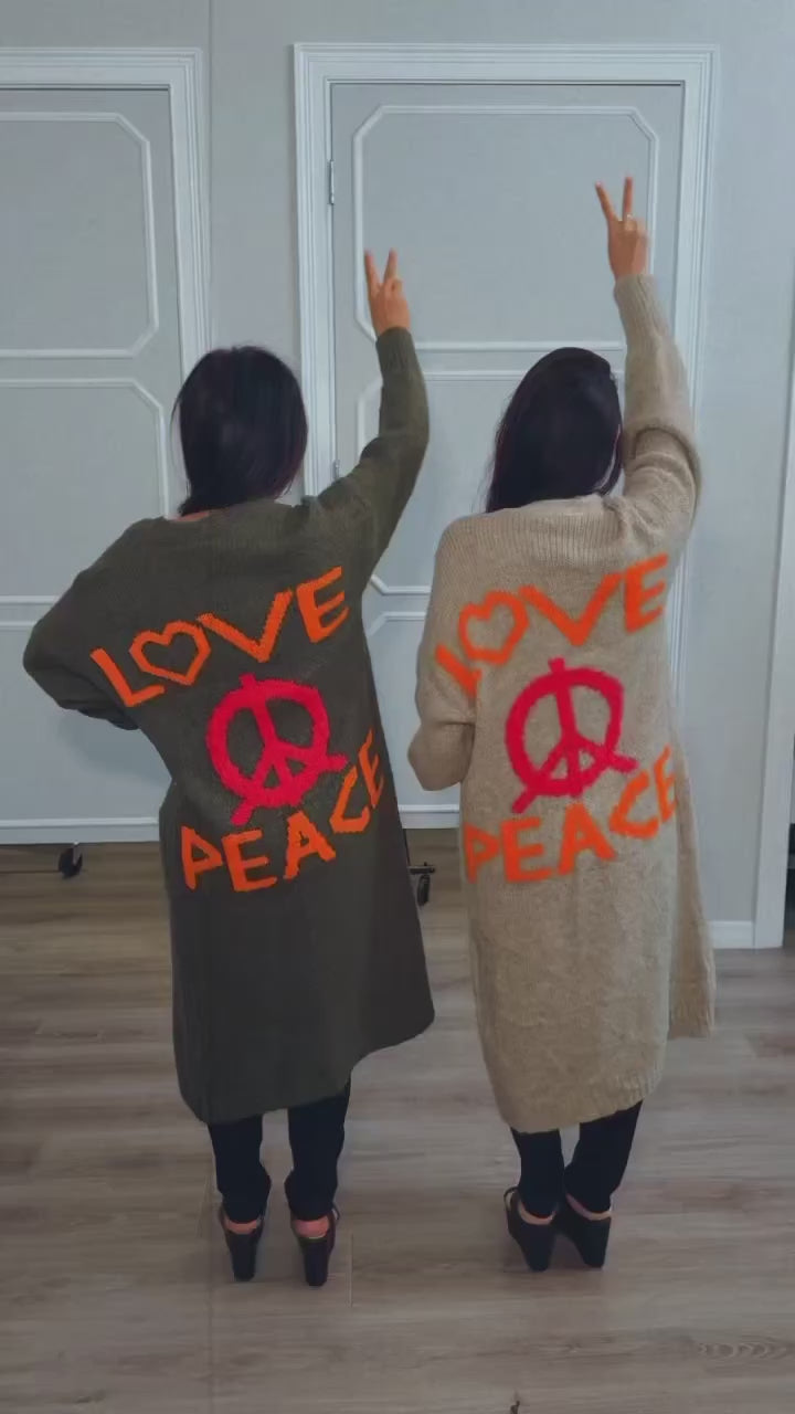 Love Peace Long Cardigan