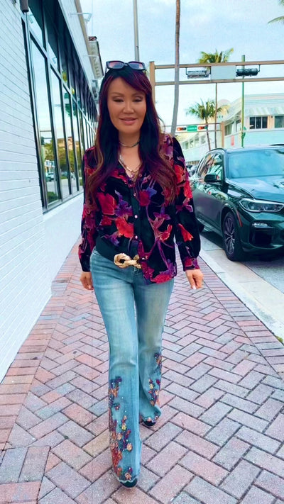 Velour Twilight Button Down Top