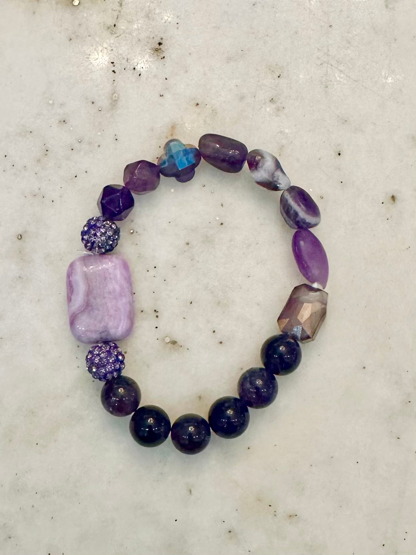 Priscilla Luxurious Amethyst Agate Stone Stretch Bracelet