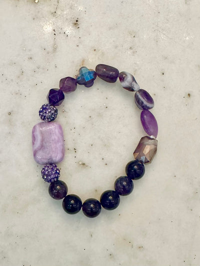 Priscilla Luxurious Amethyst Agate Stone Stretch Bracelet