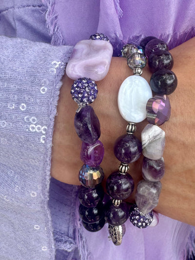 Priscilla Luxurious Amethyst Agate Stone Stretch Bracelet