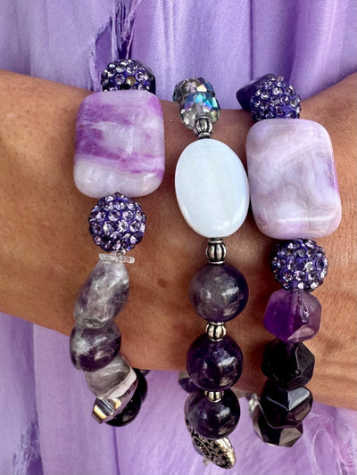 Priscilla Luxurious Amethyst Agate Stone Stretch Bracelet