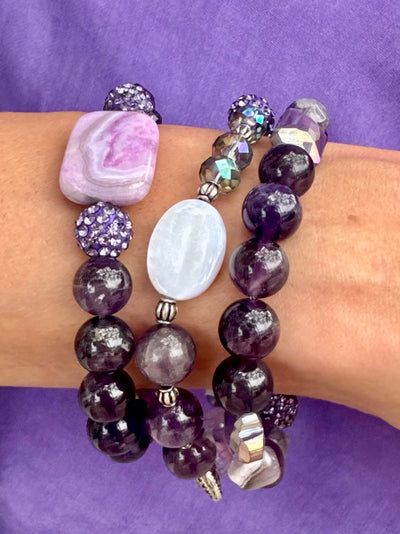 Priscilla Luxurious Amethyst Agate Stone Stretch Bracelet