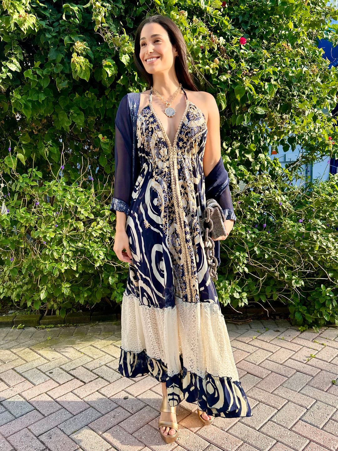bohemian print halter dress Olivaceous Under The Sun Rust Retro Print Halter Mini Dress - Size L - Brown - Boho - Beach - Summer - Vacation - Resort