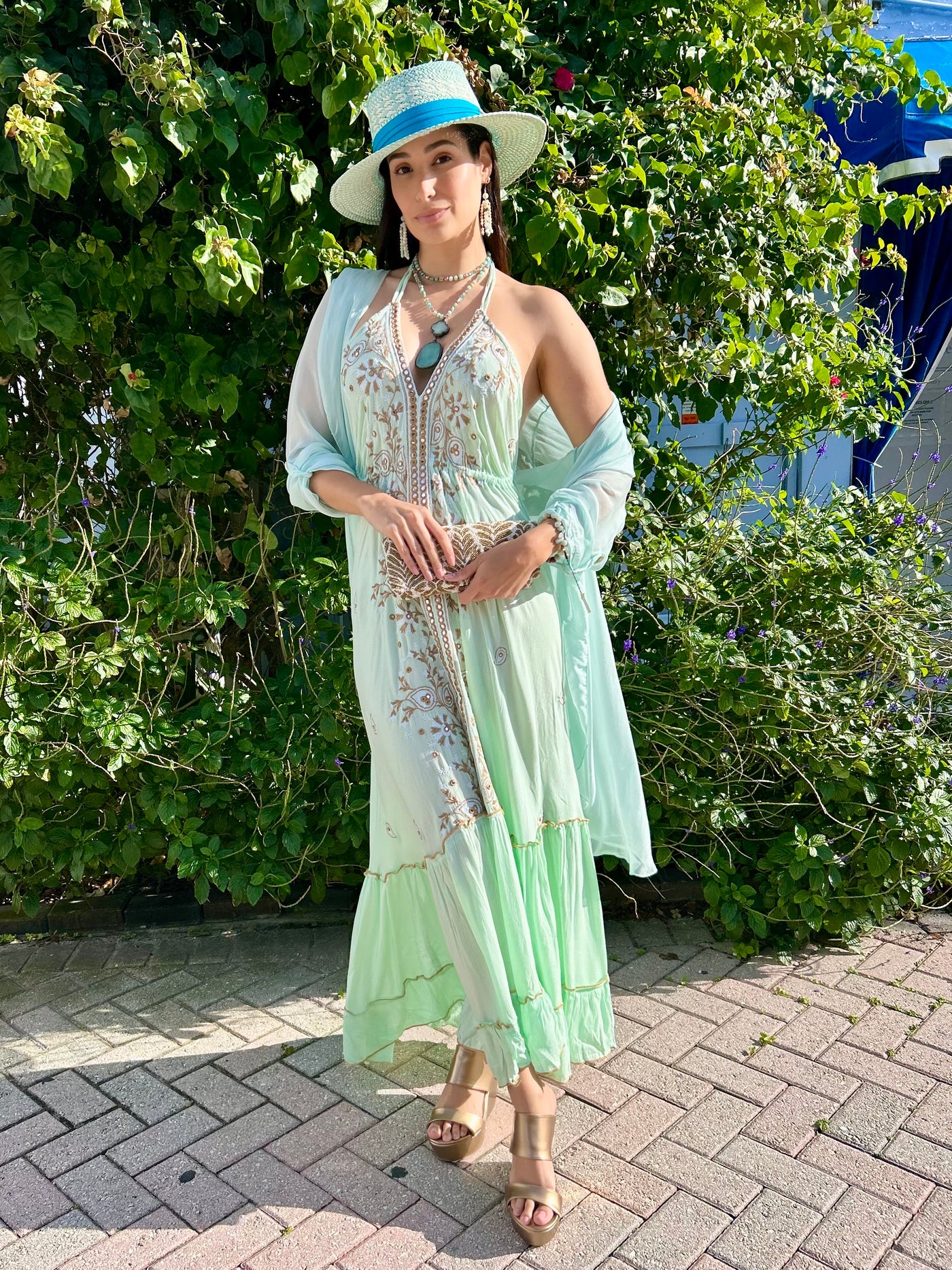 embroidered halter maxi dress Leaf embroidered halter maxi dress - Black - M