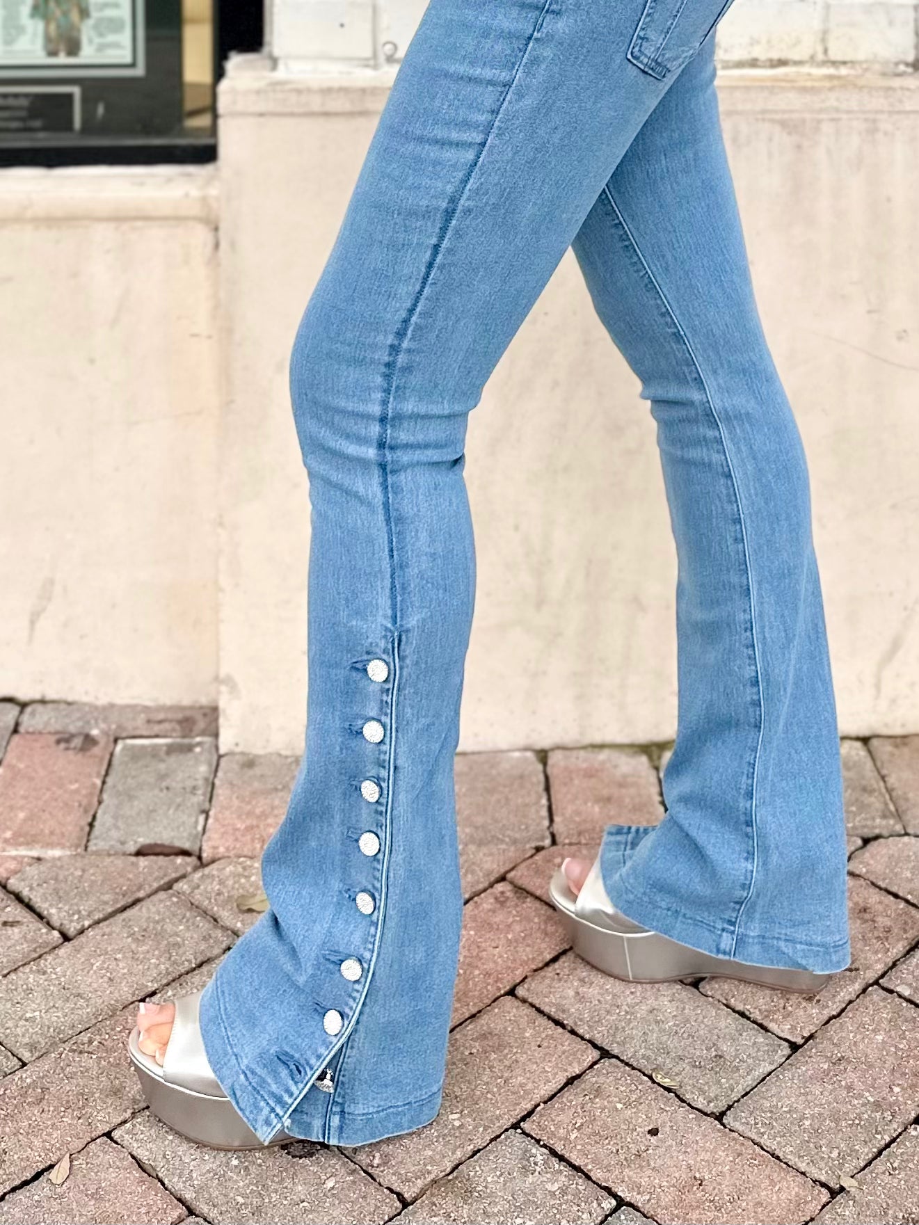 Starlit Glam Button Flare Jeans