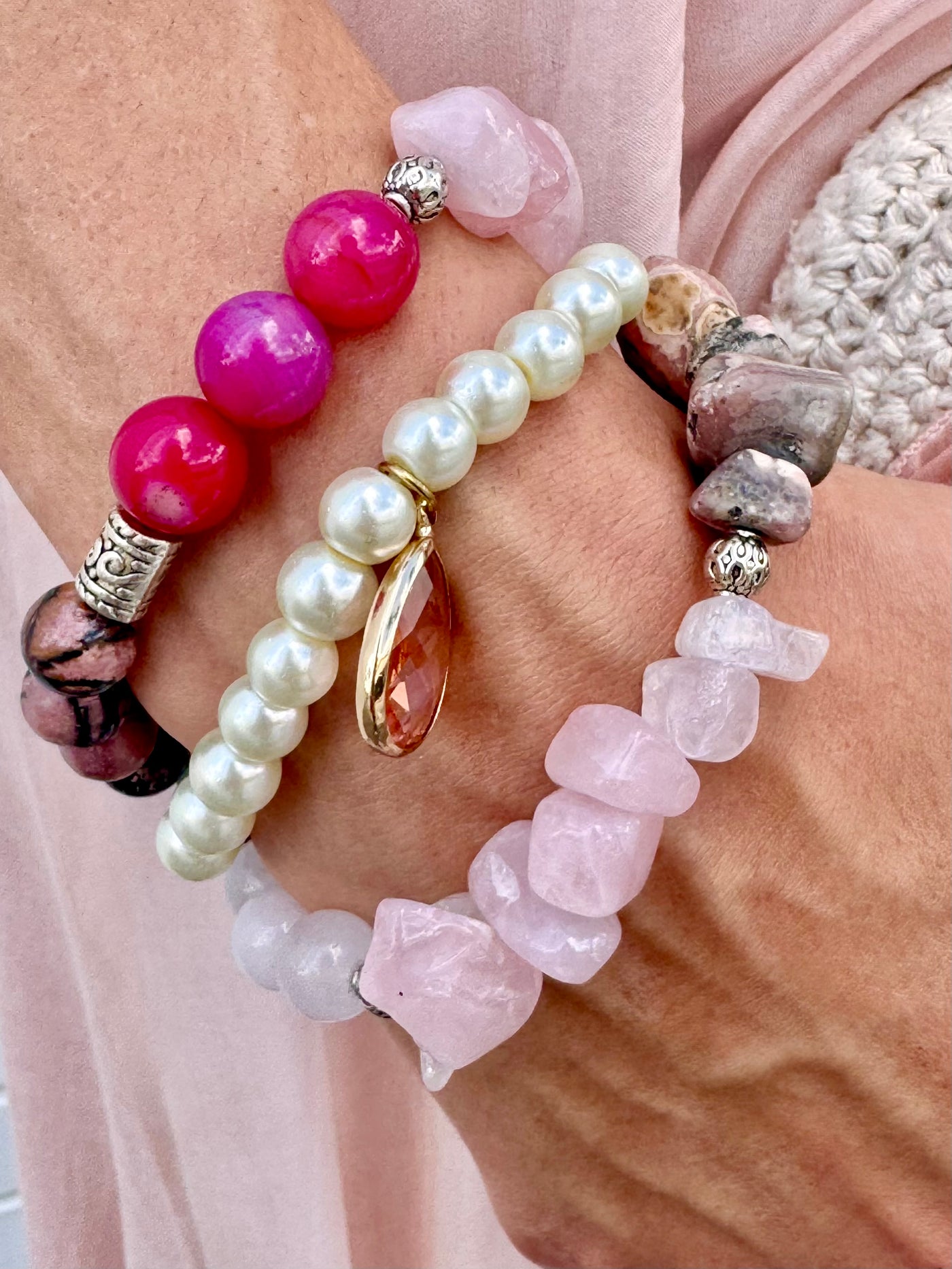Stunning Prudence Pink Agate Bracelet