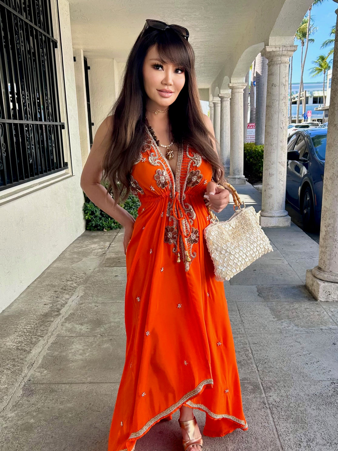 Sunset Kisses Hand Beaded Gown