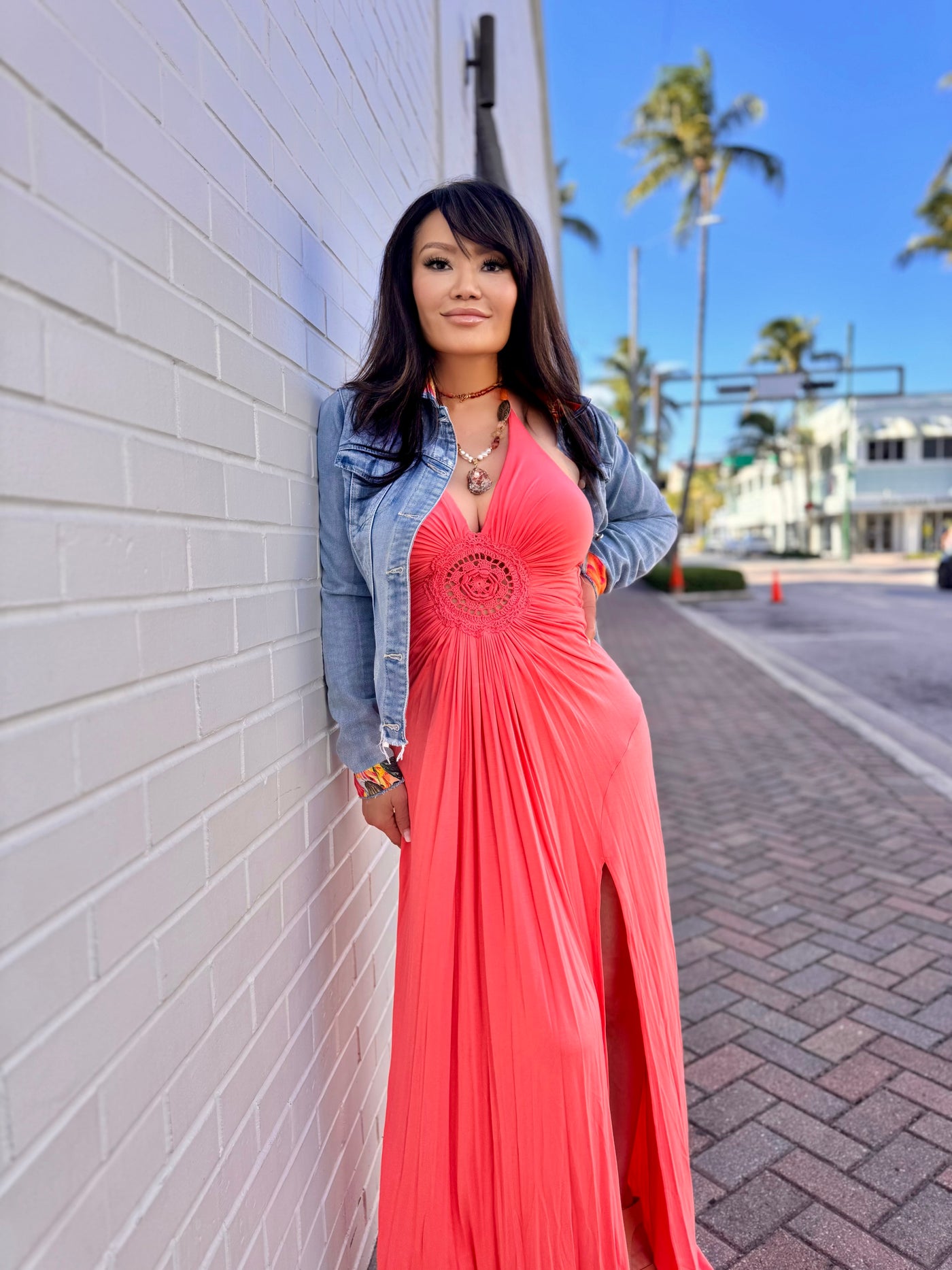 Sunset Muse Crochet Halter Dress Small
