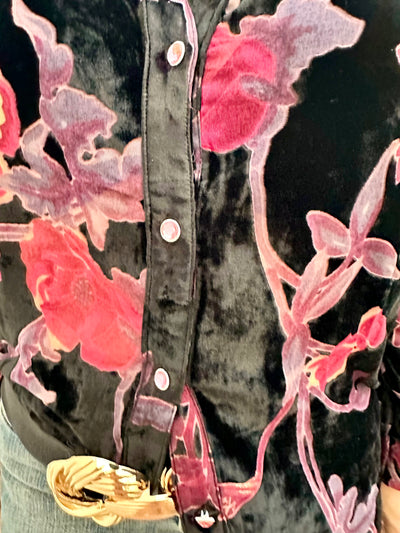 Velour Twilight Button Down Top