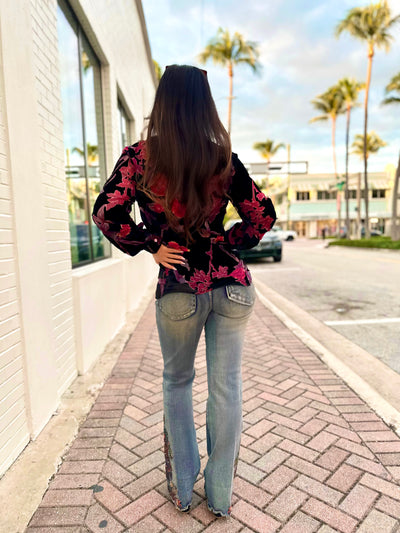 Velour Twilight Button Down Top