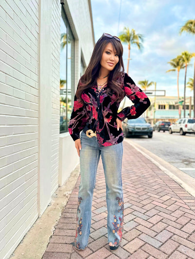 Velour Twilight Button Down Top