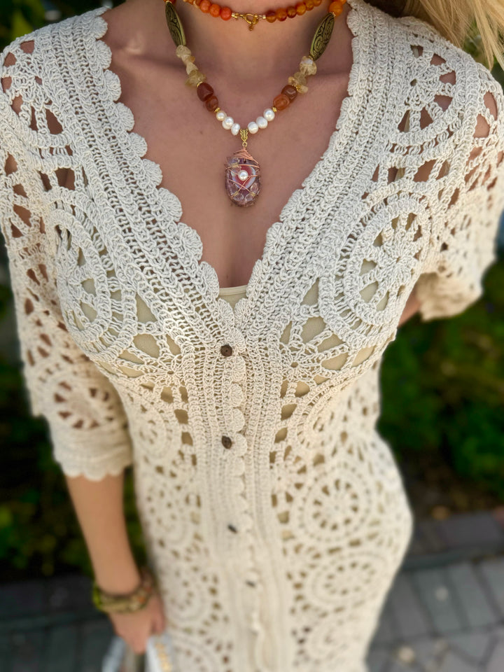 Wendy Woven Crochet Dress/Cardigan – Bolufe Boutique