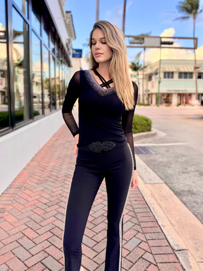 Whisper Veil Mesh Long Sleeve Top