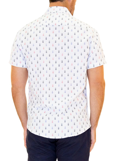 White Pineapple Short Sleeve Button Down