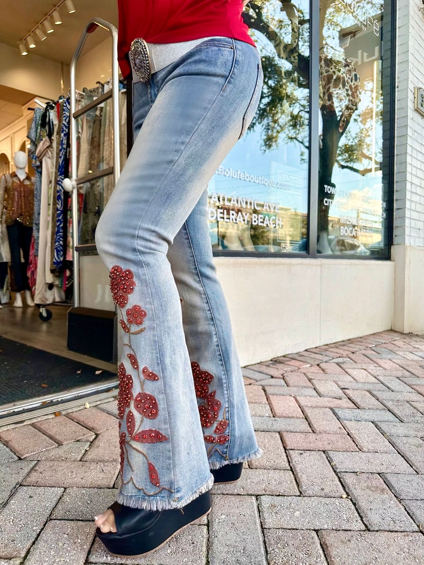 Wildflower Embellished Flare Jeans