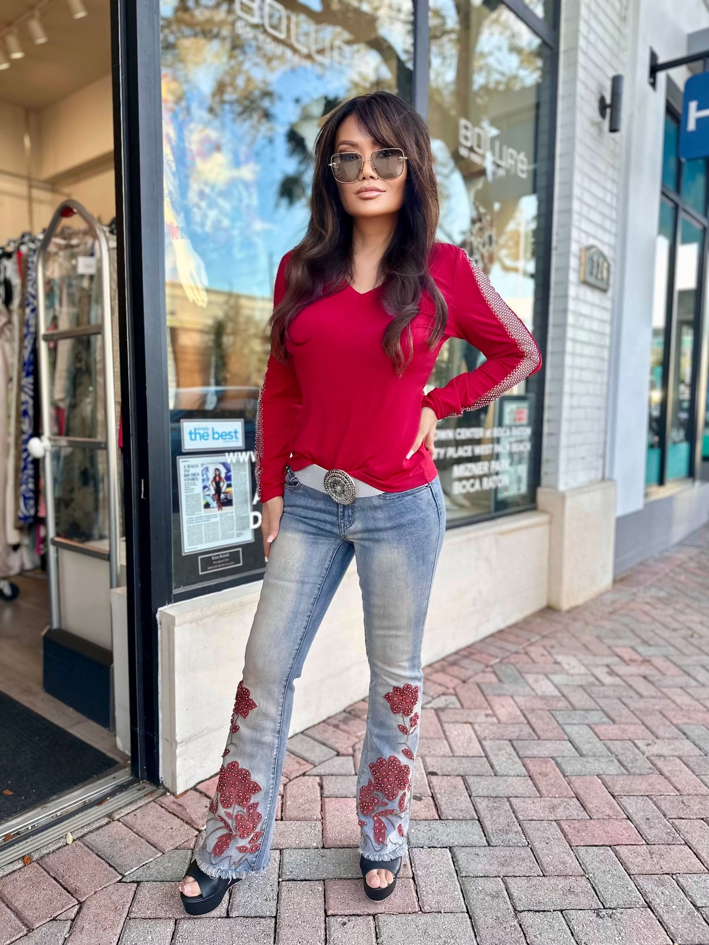 Wildflower Embellished Flare Jeans