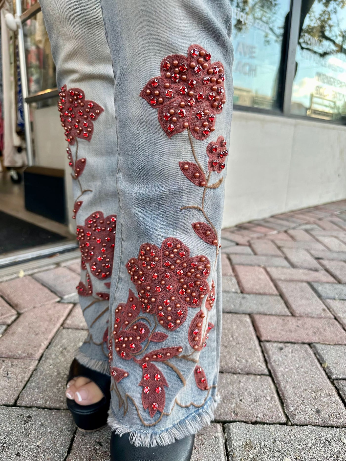 Wildflower Embellished Flare Jeans