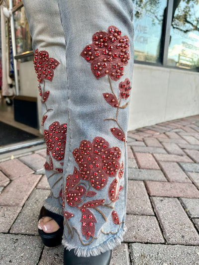 Wildflower Embellished Flare Jeans