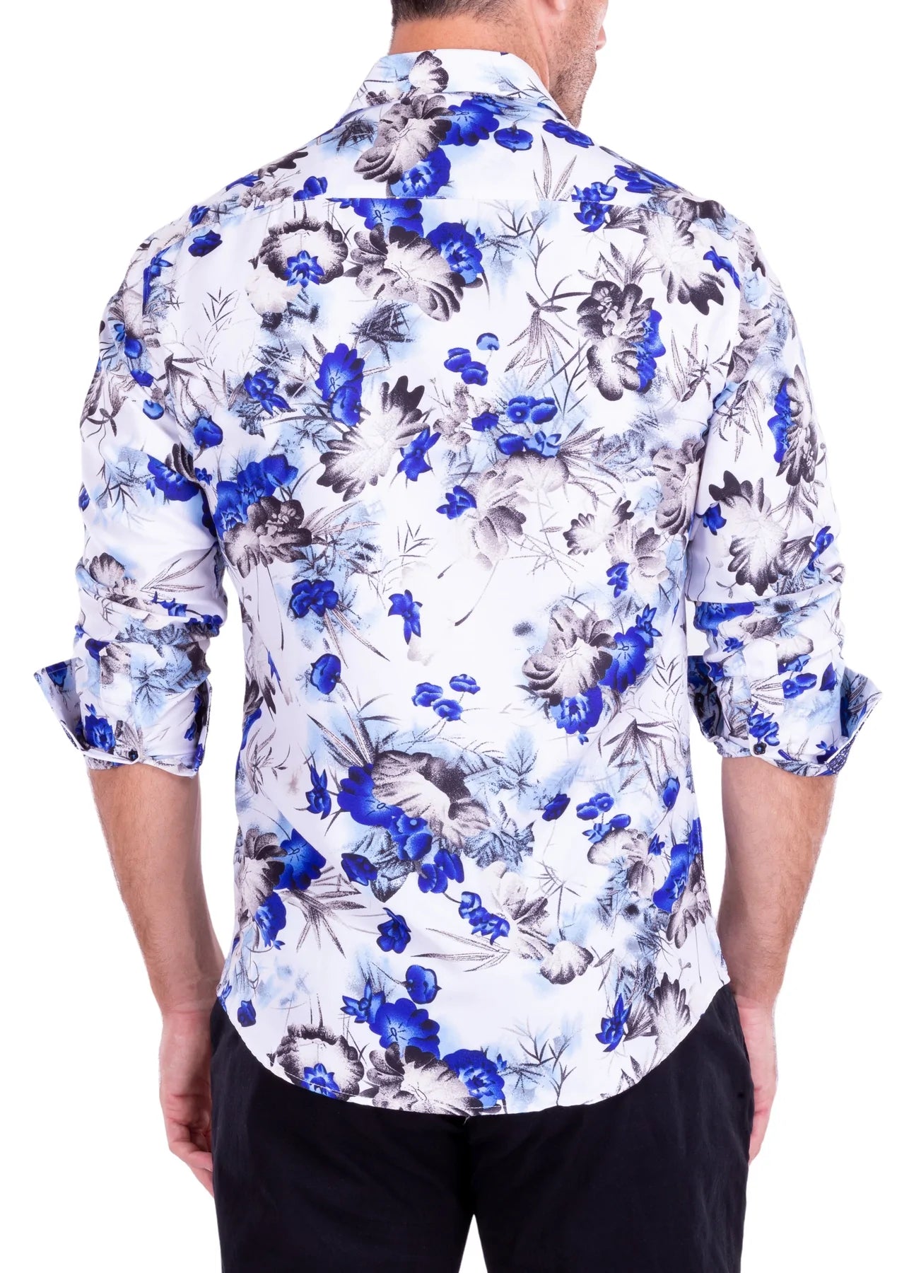 Blue Floral Long Sleeve Button Down