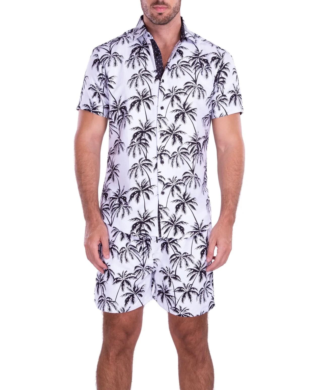 Palm Tree Short Sleeve Button Down