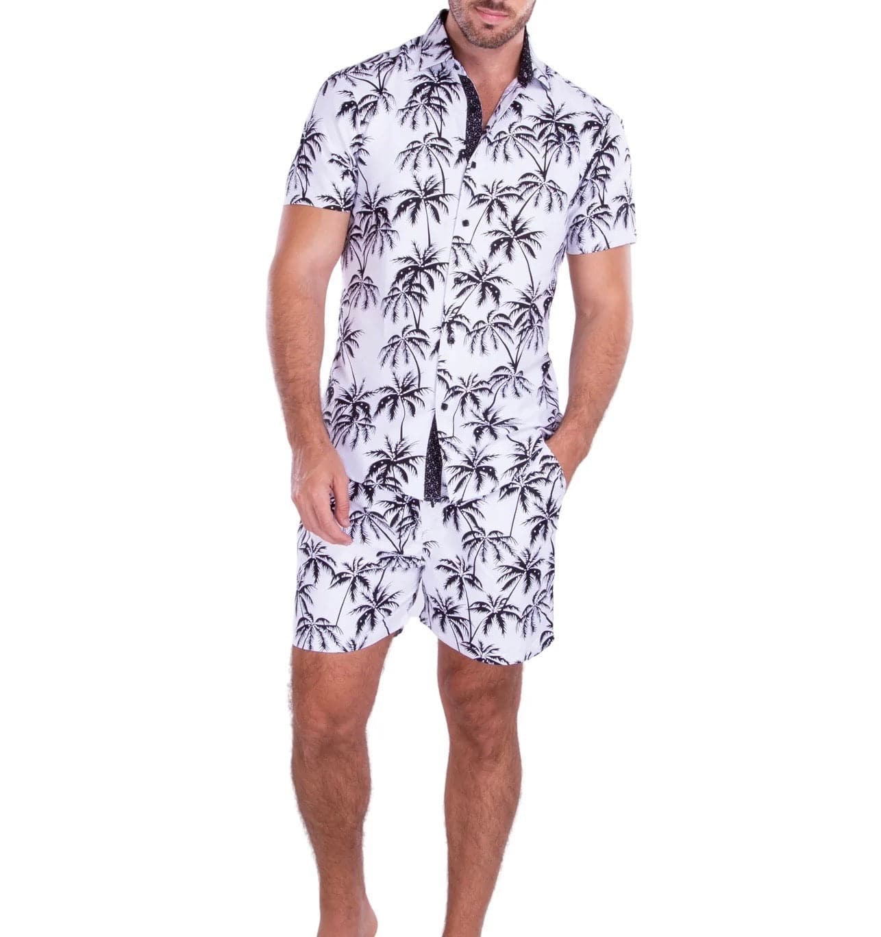Palm Tree Short Sleeve Button Down