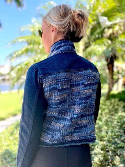 Shades of Blue Tweed Denim Jacket